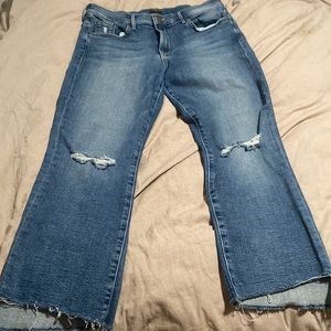 MOTHER jeans. The insider crop step fray.